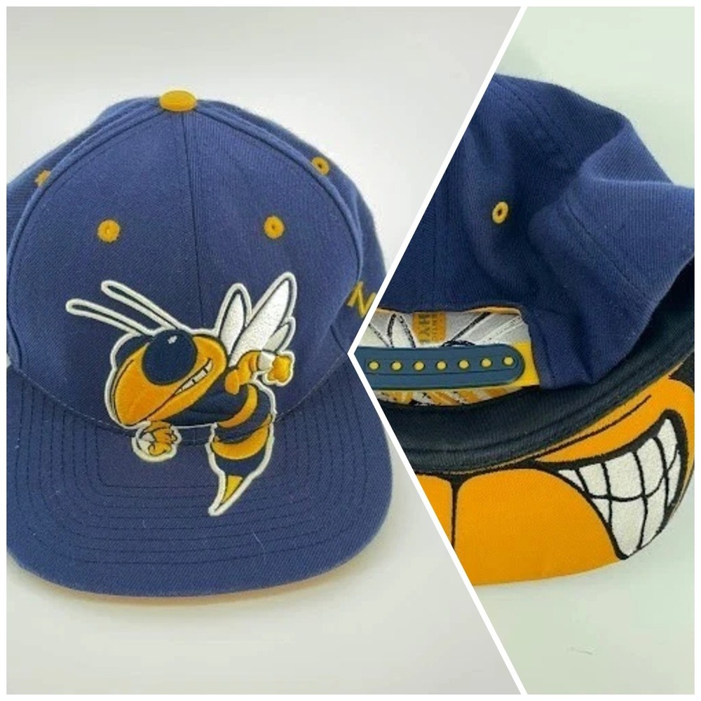 Georgia Tech Yellow Jackets Snapback Cap Blue Zephyr Big Logo Hat Buzz NCAA ACC